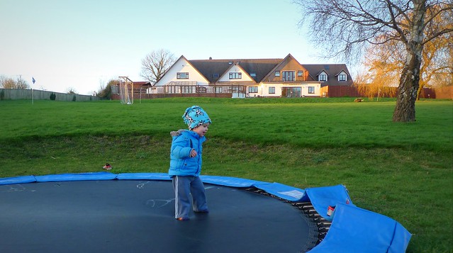 Child on a trampoline
